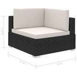 vidaXL 8-Piece Lounge Set with Cushions Poly Rattan Black