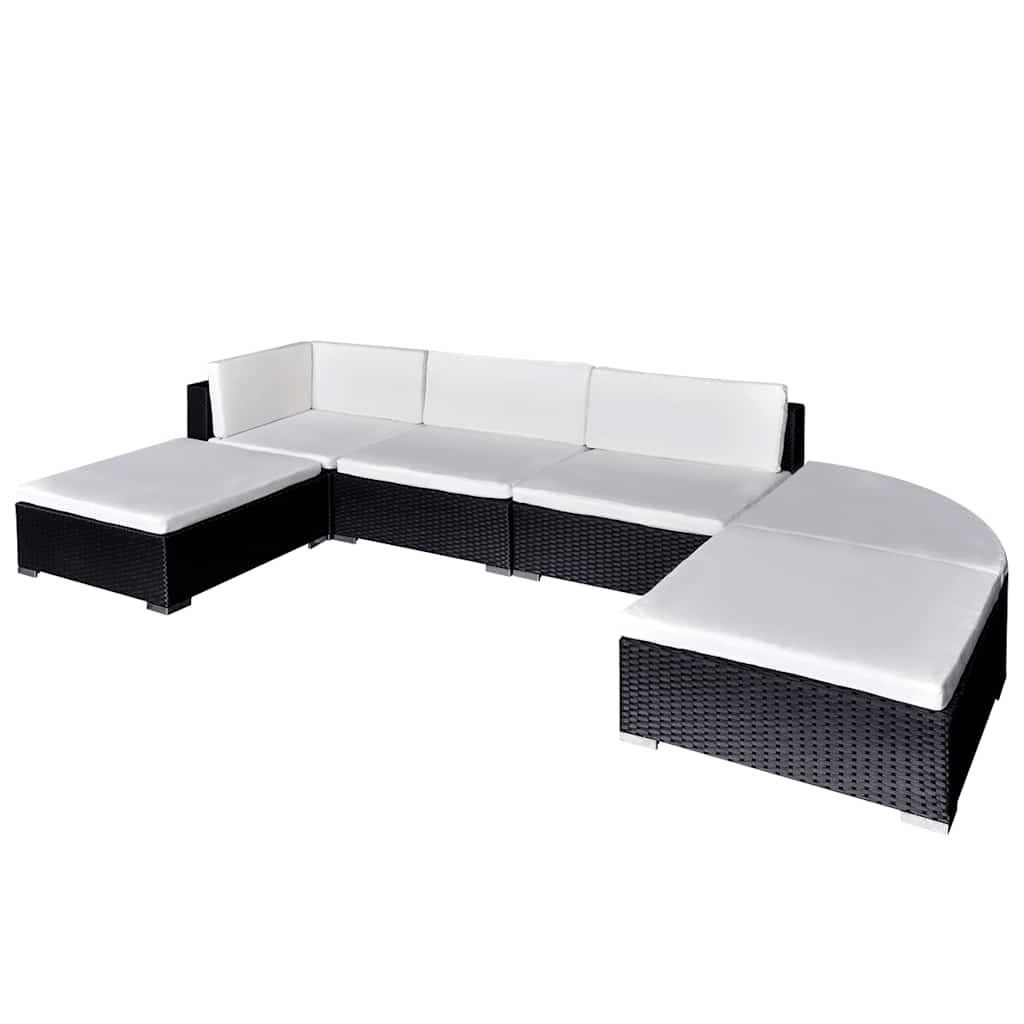 vidaXL 6-delige Loungeset met kussens poly rattan bruin