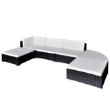 vidaXL 6-delige Loungeset met kussens poly rattan bruin