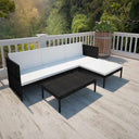 vidaXL 3-delige Loungeset met kussens poly rattan bruin