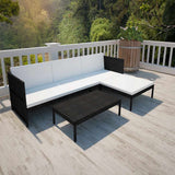 vidaXL 3-delige Loungeset met kussens poly rattan bruin