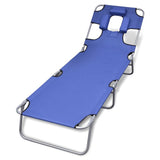 vidaXL Foldable Sun Lounger with Pillow Steel Turquoise