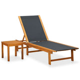 vidaXL Sun Loungers 2 pcs with Table Solid Acacia Wood and Textilene