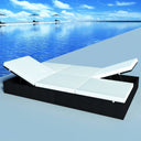 vidaXL Ligbed tweepersoons met kussen poly rattan bruin