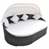 vidaXL Day Bed with Canopy Poly Rattan Brown