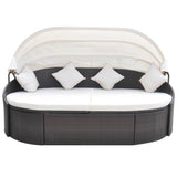 vidaXL Day Bed with Canopy Poly Rattan Brown