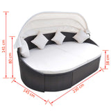 vidaXL Day Bed with Canopy Poly Rattan Brown