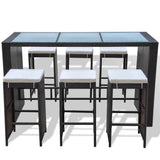 vidaXL 7-Piece Garden Bar Set with Cushions Poly Rattan Brown