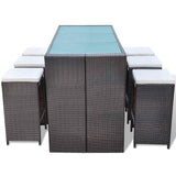 vidaXL 7-Piece Garden Bar Set with Cushions Poly Rattan Brown