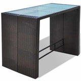 vidaXL 7-Piece Garden Bar Set with Cushions Poly Rattan Brown