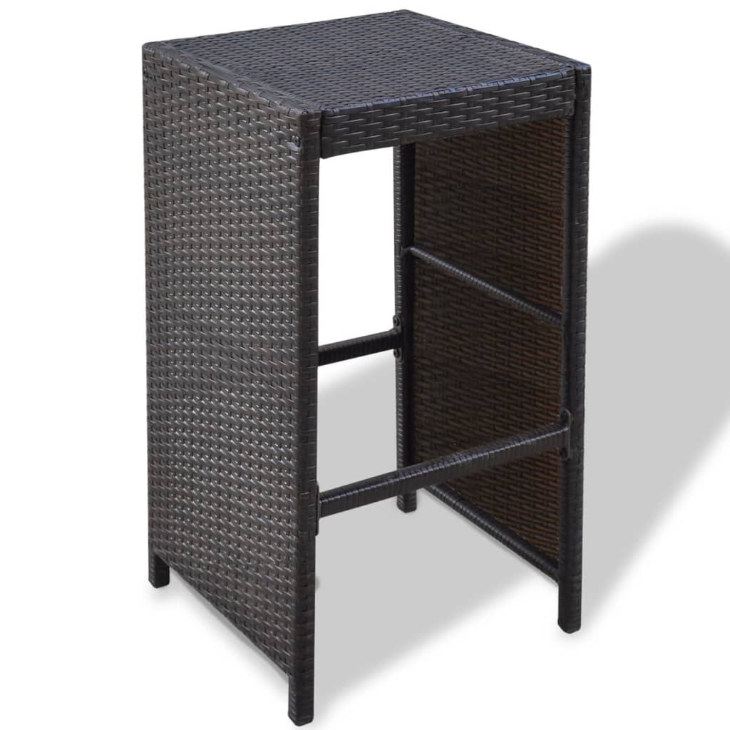 vidaXL 7-Piece Garden Bar Set with Cushions Poly Rattan Brown