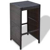 vidaXL 7-Piece Garden Bar Set with Cushions Poly Rattan Brown