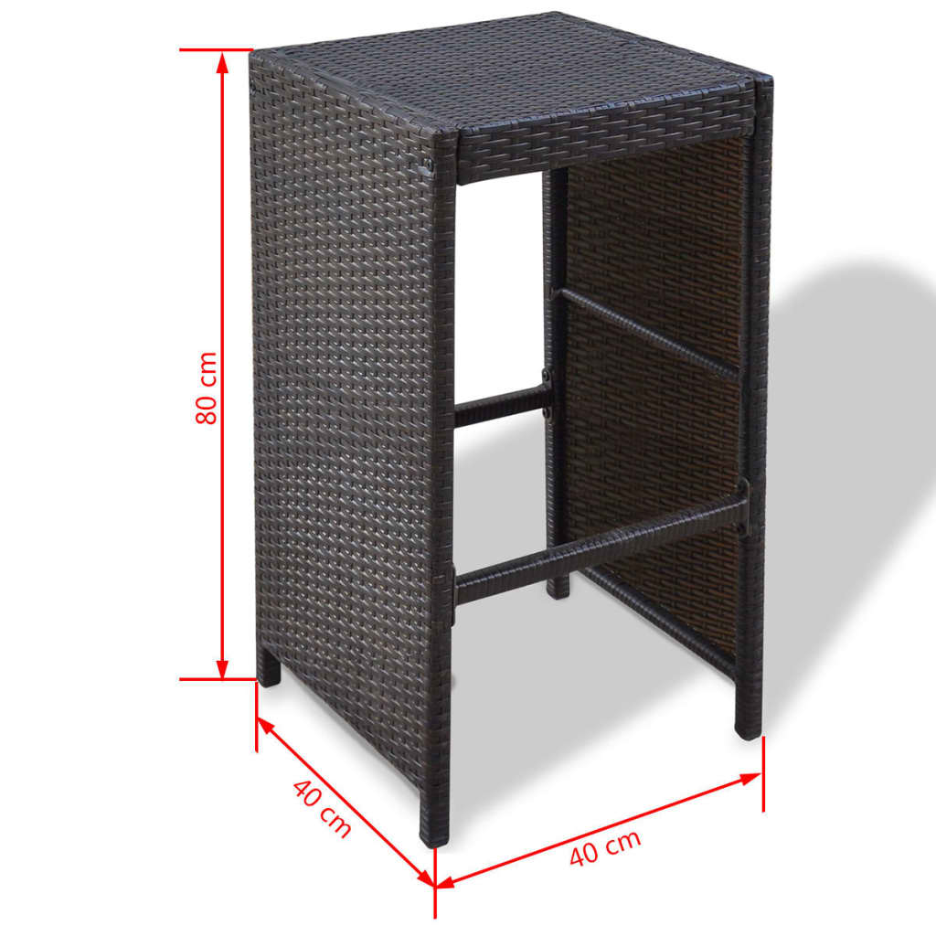 vidaXL 7-Piece Garden Bar Set with Cushions Poly Rattan Brown