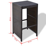 vidaXL 7-Piece Garden Bar Set with Cushions Poly Rattan Brown