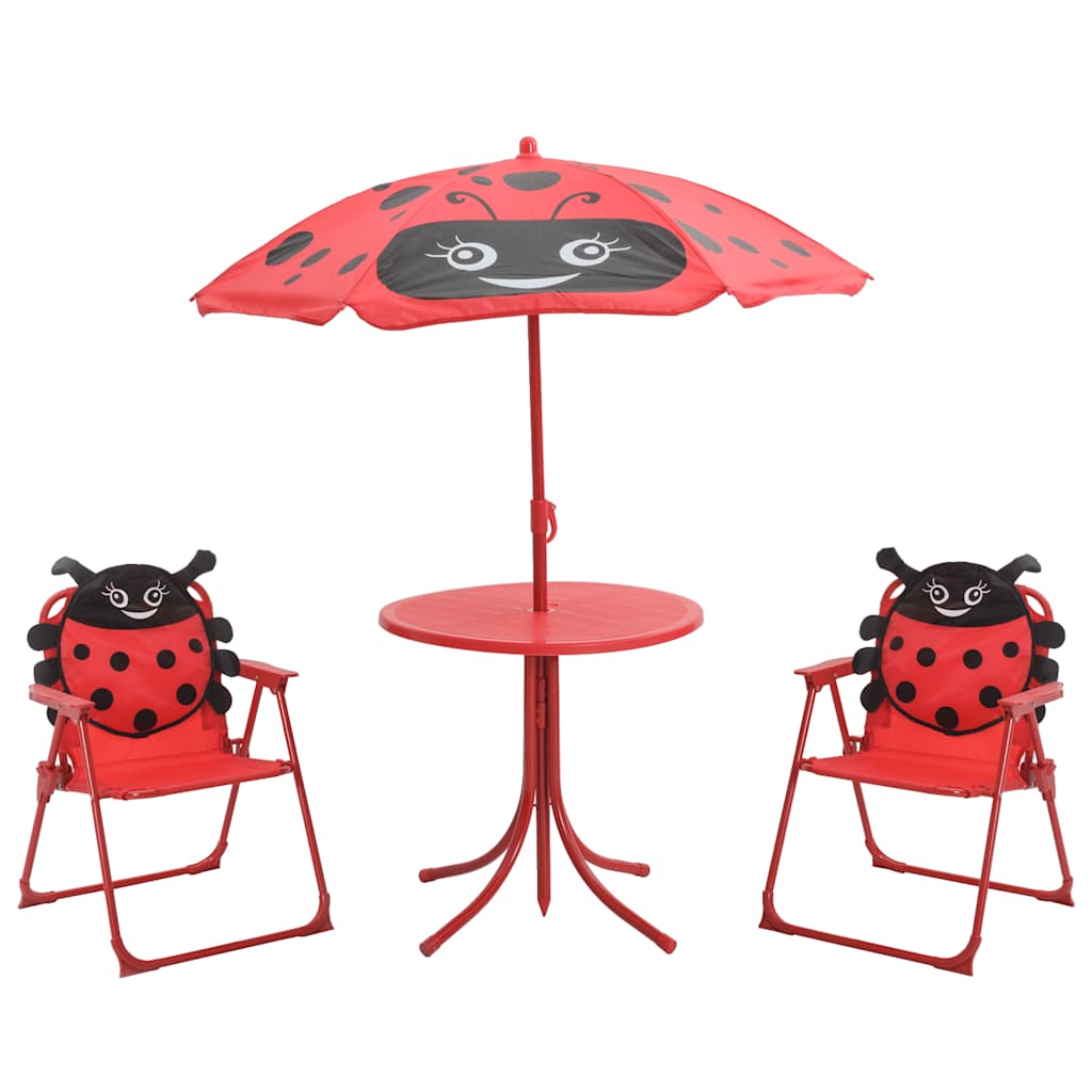 vidaXL 3-delige Bistroset voor kinderen met parasol rood