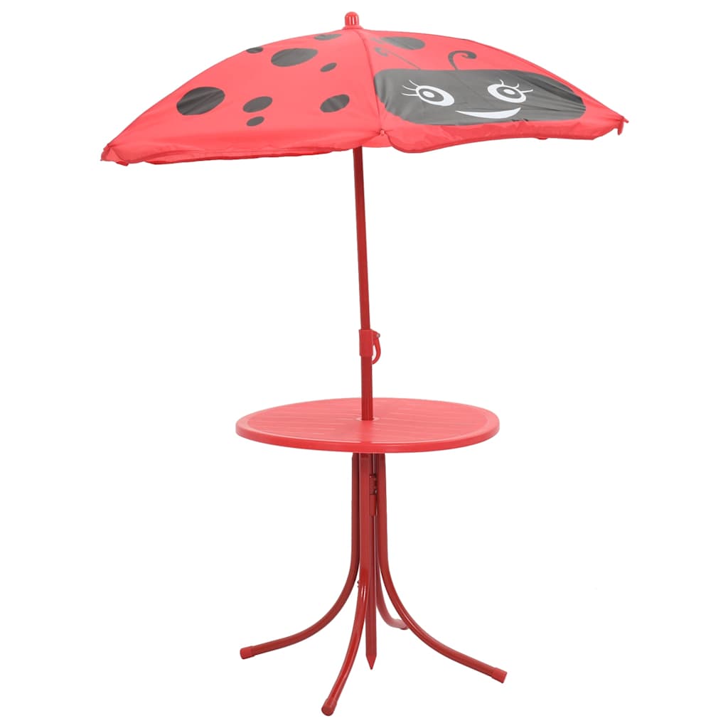 vidaXL 3-delige Bistroset voor kinderen met parasol rood