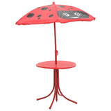 vidaXL 3-delige Bistroset voor kinderen met parasol rood