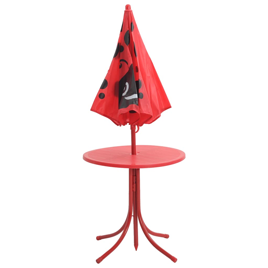 vidaXL 3-delige Bistroset voor kinderen met parasol rood
