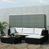 vidaXL 5-delige Loungeset met kussens poly rattan bruin