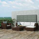 vidaXL 6-piece Lounge Set with Cushions Poly Rattan Brown