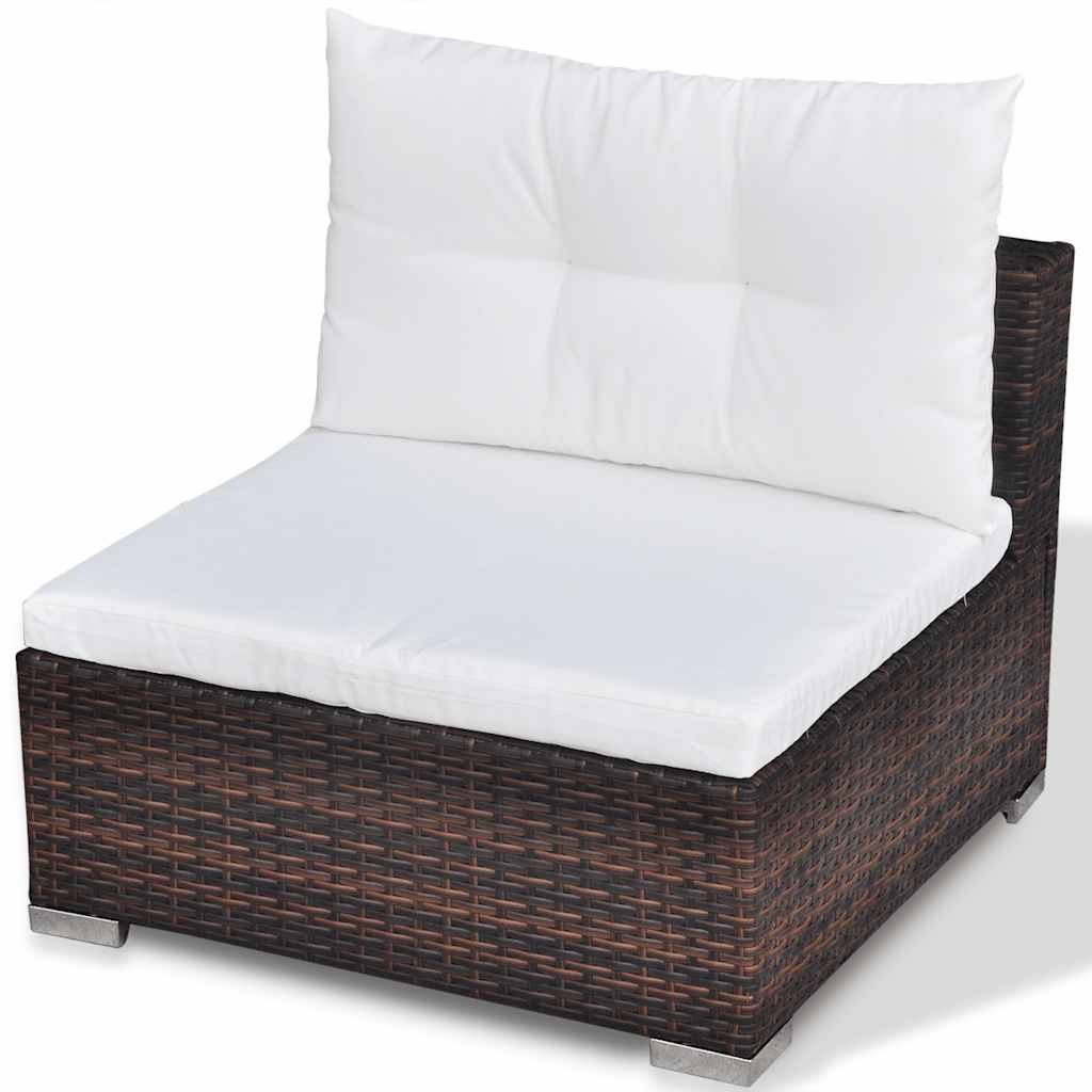 vidaXL 6-piece Lounge Set with Cushions Poly Rattan Brown