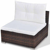vidaXL 6-piece Lounge Set with Cushions Poly Rattan Brown