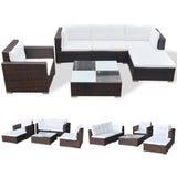 vidaXL 6-piece Lounge Set with Cushions Poly Rattan Brown