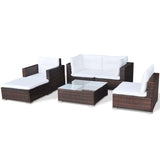 vidaXL 6-piece Lounge Set with Cushions Poly Rattan Brown