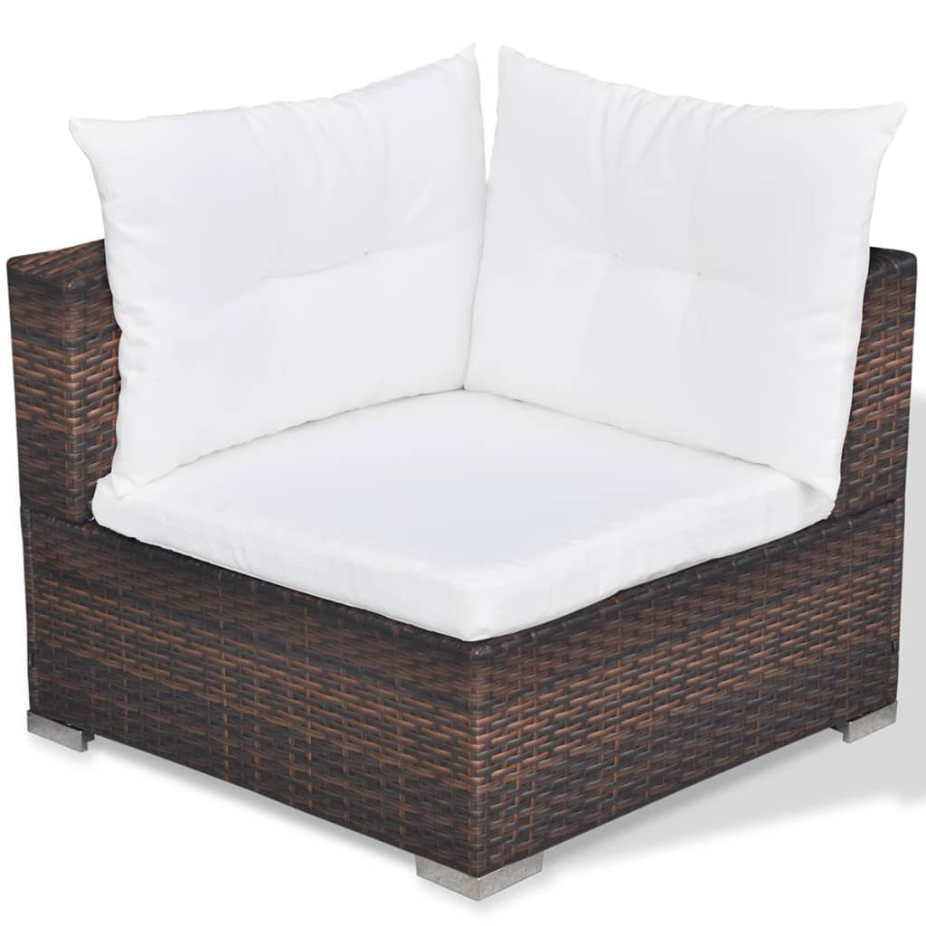 vidaXL 6-piece Lounge Set with Cushions Poly Rattan Brown