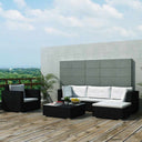 vidaXL 6-piece Lounge Set with Cushions Poly Rattan Brown