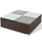 vidaXL 10-delige Loungeset met kussens poly rattan bruin