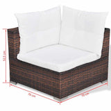 vidaXL 10-delige Loungeset met kussens poly rattan bruin