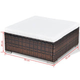vidaXL 10-delige Loungeset met kussens poly rattan bruin