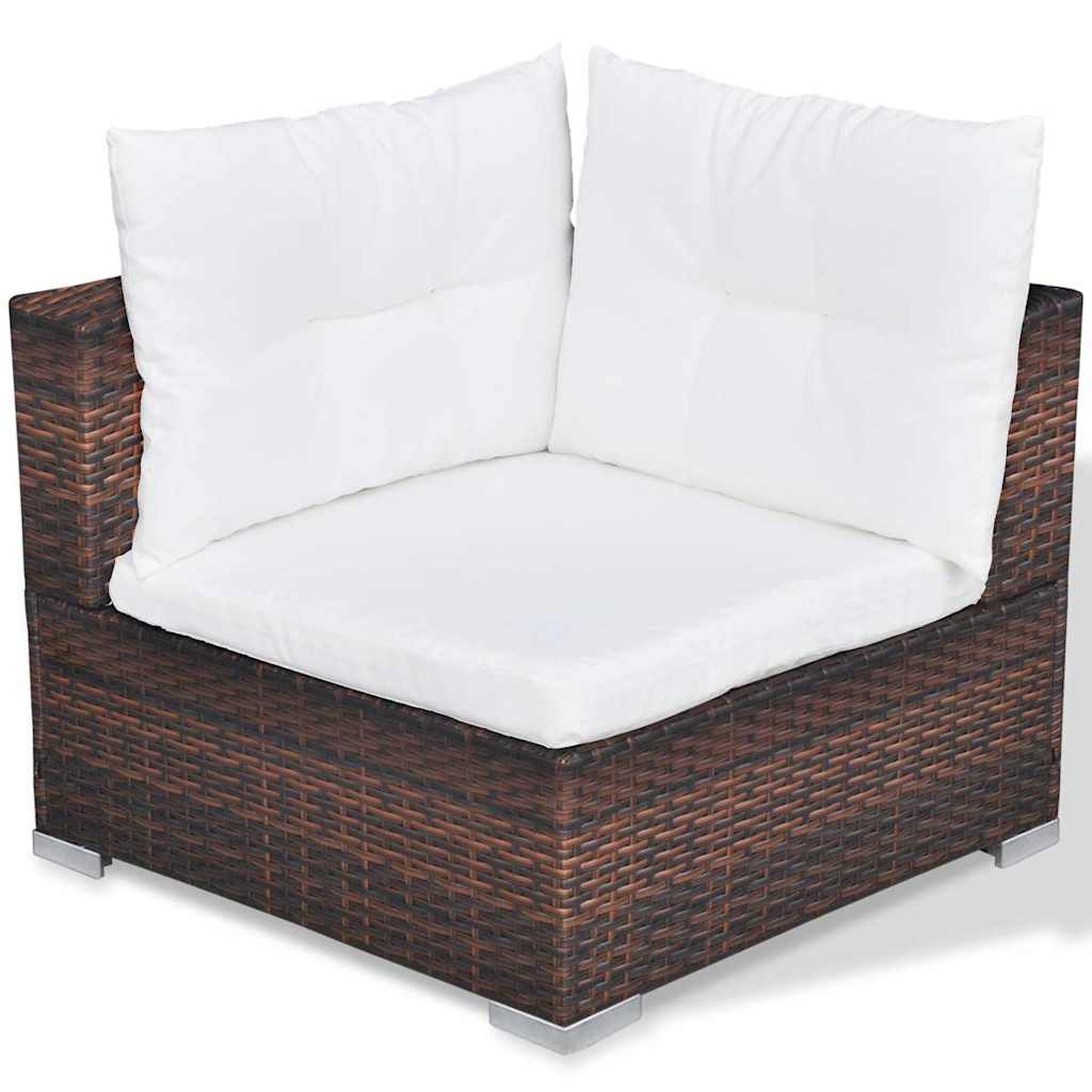 vidaXL 10-delige Loungeset met kussens poly rattan bruin