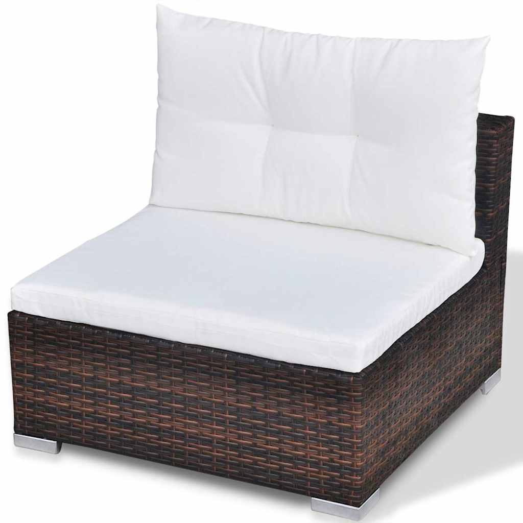 vidaXL 10-delige Loungeset met kussens poly rattan bruin