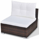 vidaXL 10-delige Loungeset met kussens poly rattan bruin