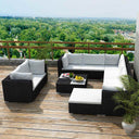 vidaXL 10-delige Loungeset met kussens poly rattan bruin