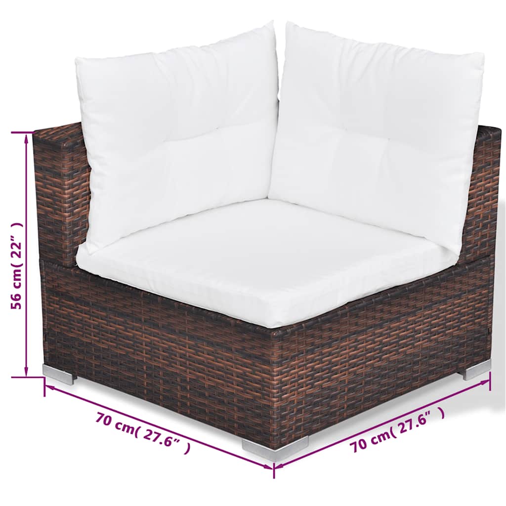 vidaXL 10-delige Loungeset met kussens poly rattan bruin