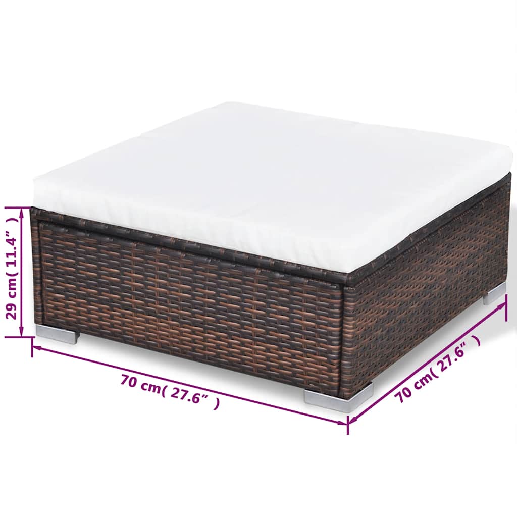 vidaXL 10-delige Loungeset met kussens poly rattan bruin