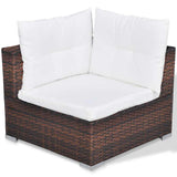 vidaXL 10-delige Loungeset met kussens poly rattan bruin
