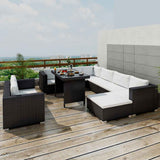 vidaXL 10-delige Loungeset met kussens poly rattan bruin