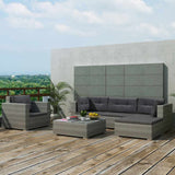 vidaXL 6-piece Lounge Set with Cushions Poly Rattan Brown