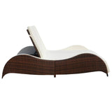 vidaXL Double Sun Lounger with Cushion Poly Rattan Brown