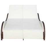 vidaXL Double Sun Lounger with Cushion Poly Rattan Brown