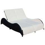 vidaXL Double Sun Lounger with Cushion Poly Rattan Brown