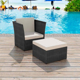 vidaXL Garden Chair with Footrest Poly Rattan Brown