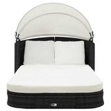 vidaXL Ligbed met luifel poly rattan bruin