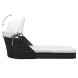 vidaXL Ligbed met luifel poly rattan bruin