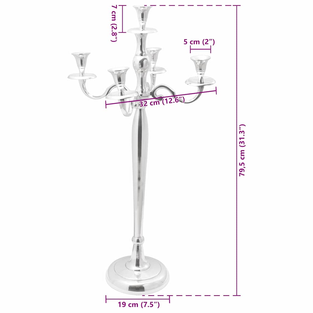 vidaXL Kaarsenhouder Zilver 39 x 39 x 60 cm Aluminium