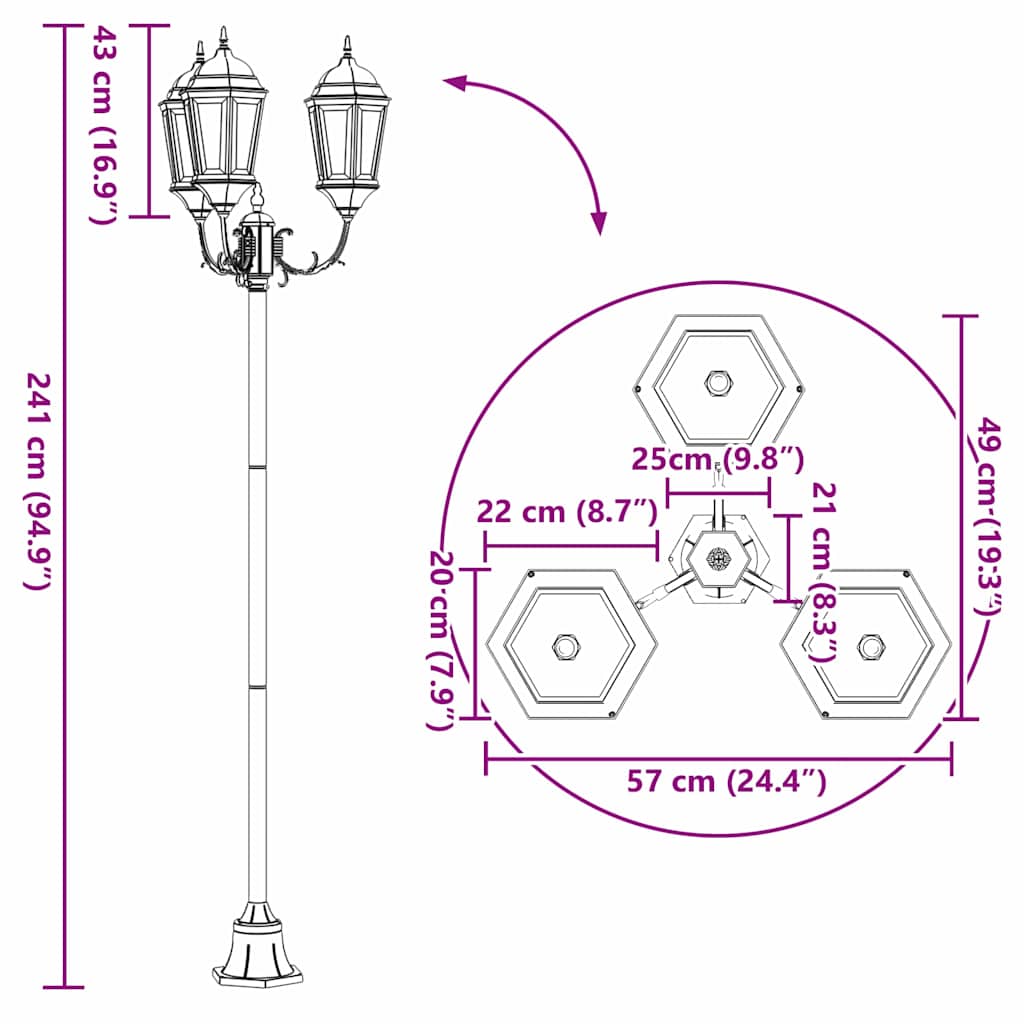 vidaXL Tuin Lamp Vintage geborsteld groen 57 x 49 x 241 cm